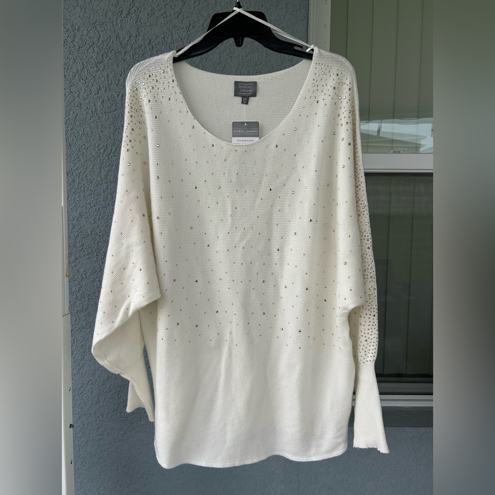 Berkley Jensen NWT Dolman Sleeve Gold Studded Comfy Chic Cozy Sweater Size 2X